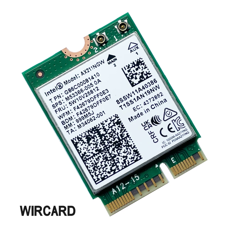 WiFi 6E AX211NGW Tri Band 2.4G/5G/6Ghz Wireless Network Wifi Card Adapter For BT 5.3  AX211 M.2 KeyE CNVio2 Windows10