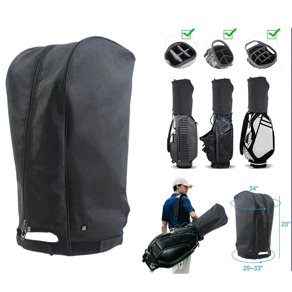 

1680D Waterproof Golf Bag Rain Hood Dust Cover with Zipper & Buckle Portable Club Protector for Golfbags/Carry Cart