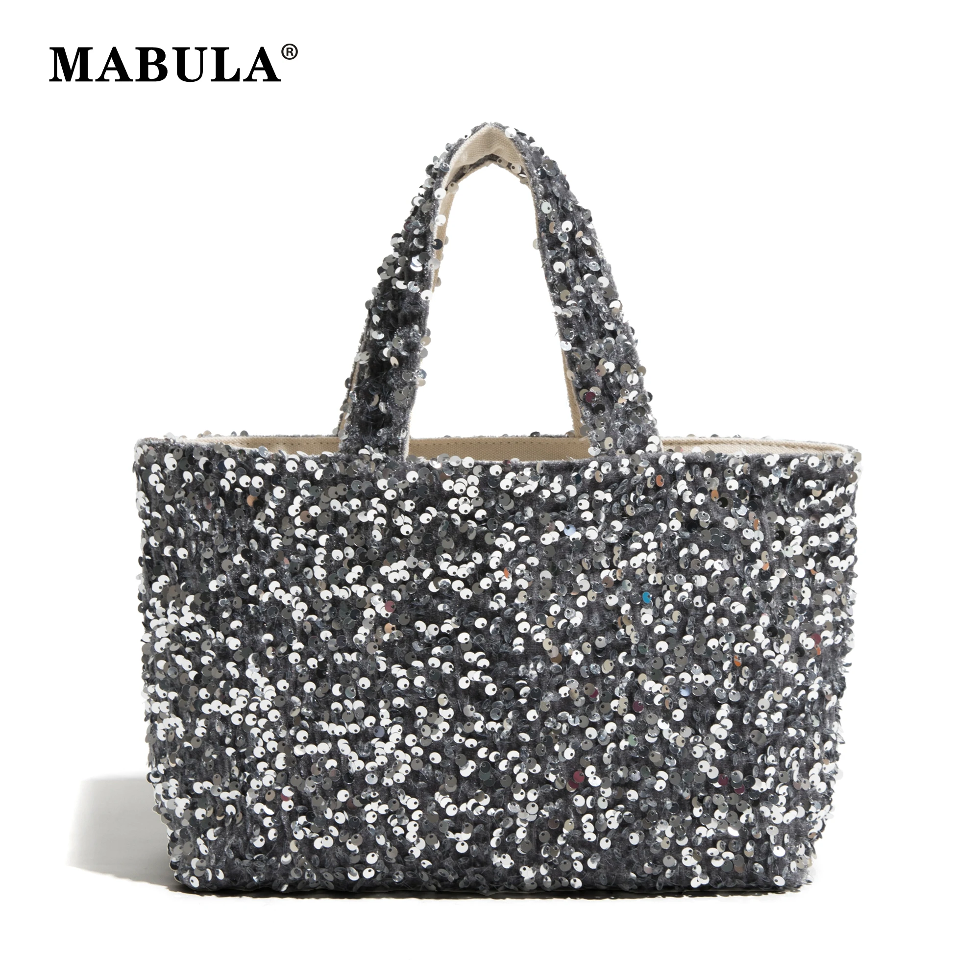 MABULA Square Glitter Sequins Ladies Evening Purse Bling Women Stylish Sparkling Handbag Shimmer Girl Shopping Satchel Bag