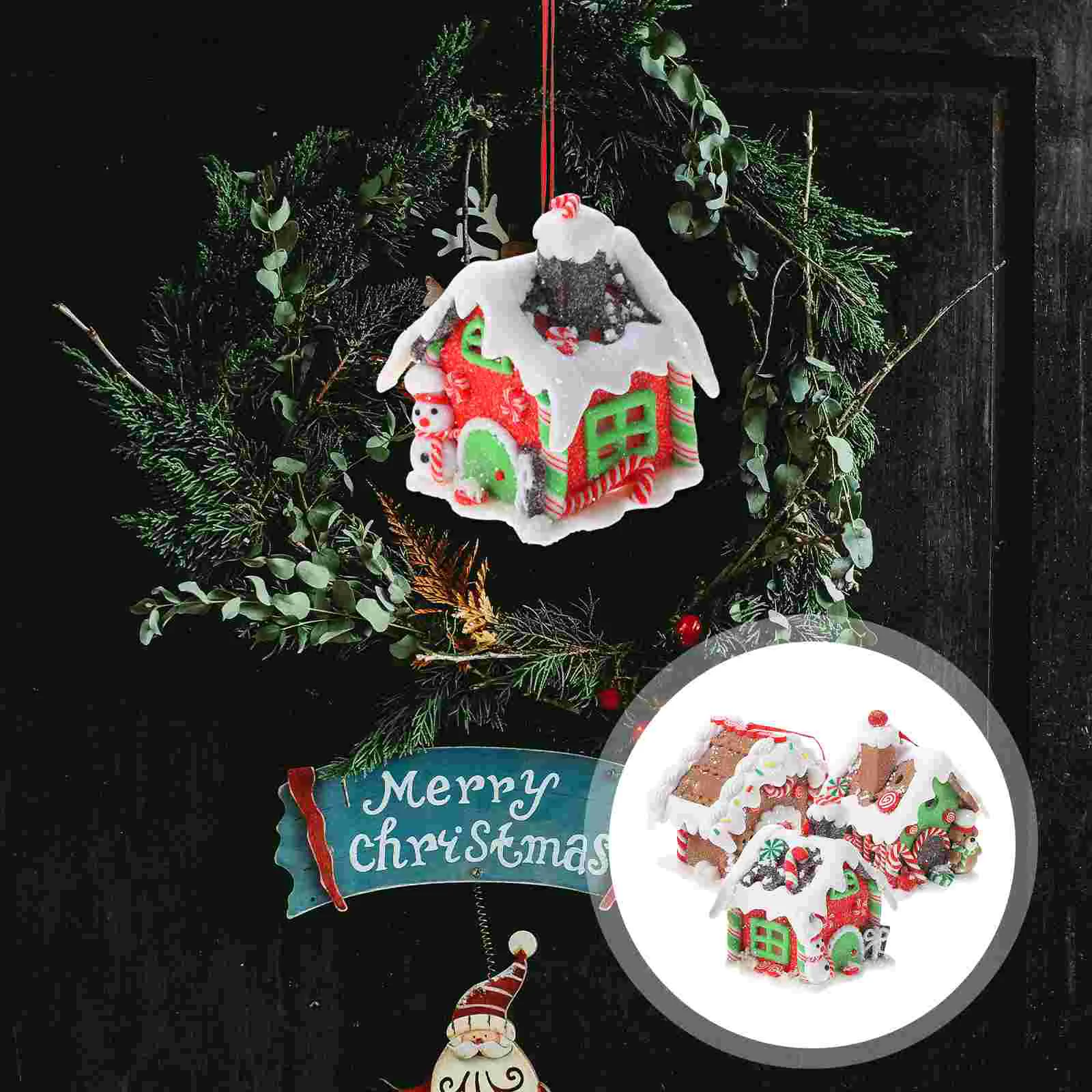 

3 Pcs Glowing Christmas House Gingerbread Decor Houses Bathroom Decorations Crackers Window