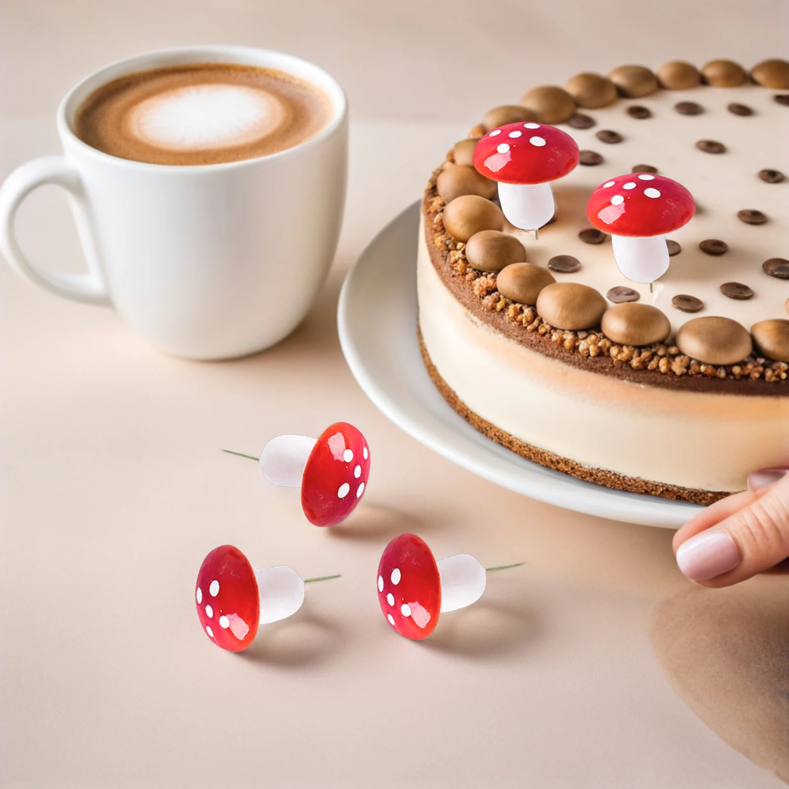 

30Pcs Safe Mushroom Cake Toppers No Assembly Needed for Perfect Baking Decorations Mushroom Cake Pick Cupcake Picks
