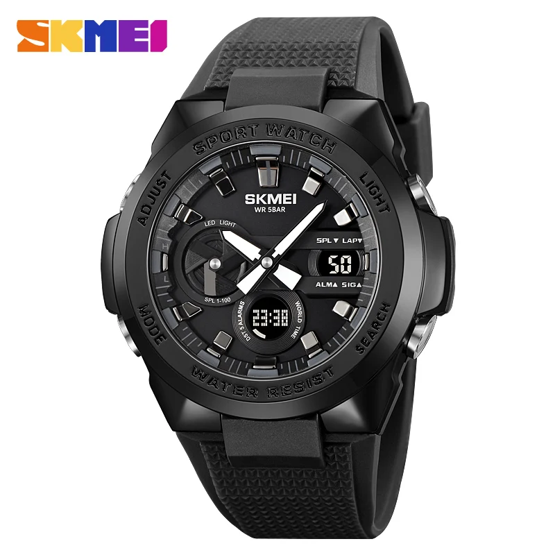 SKMEI Men's Dual Movement Electronic Watch For Men Outdoor Sports Dual Display Waterproof Electronic Watch Relogios Masculino