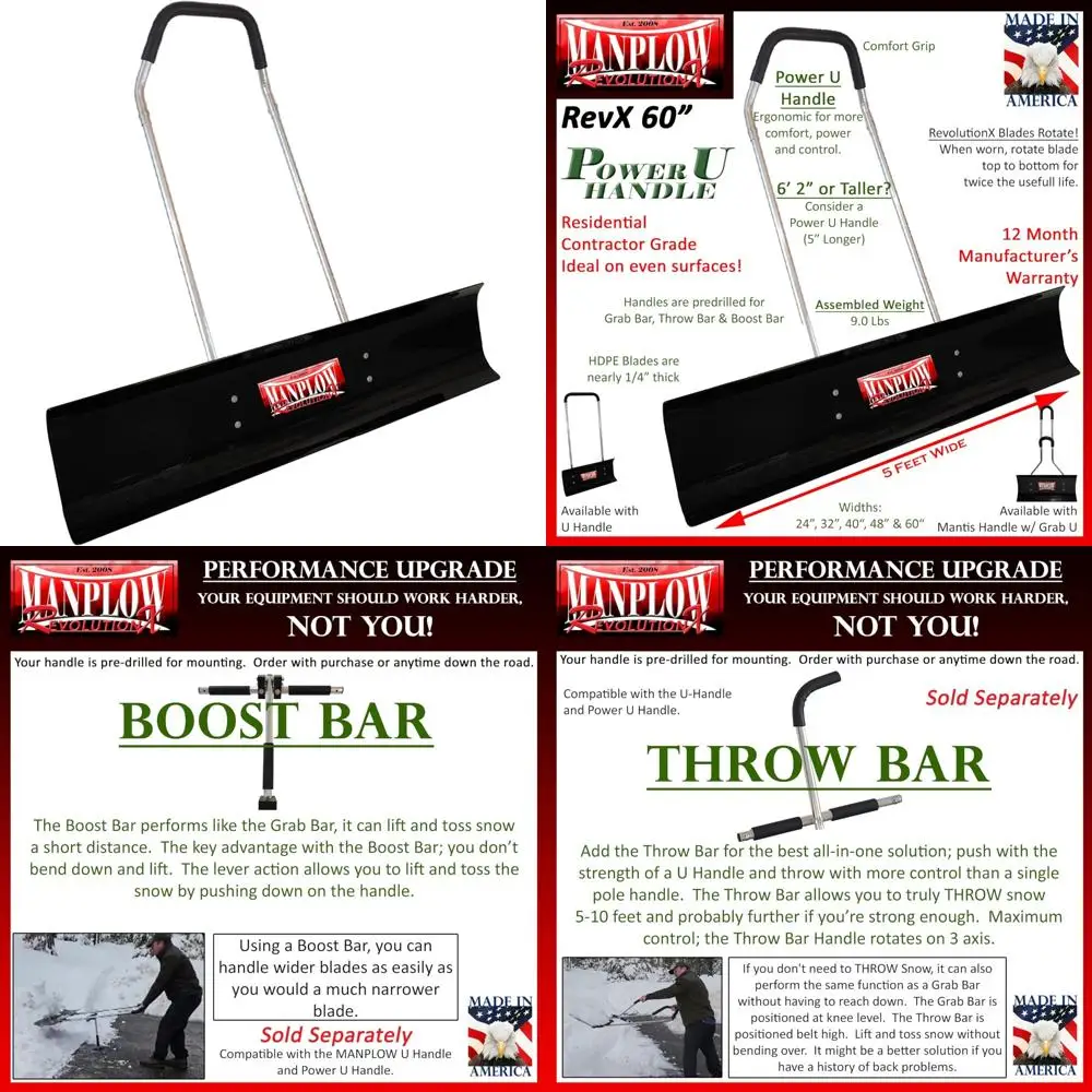 

Сверхмощные снегоочистители и лопаты с U-образной ручкой, 60 дюймов для удаления зимнего снега