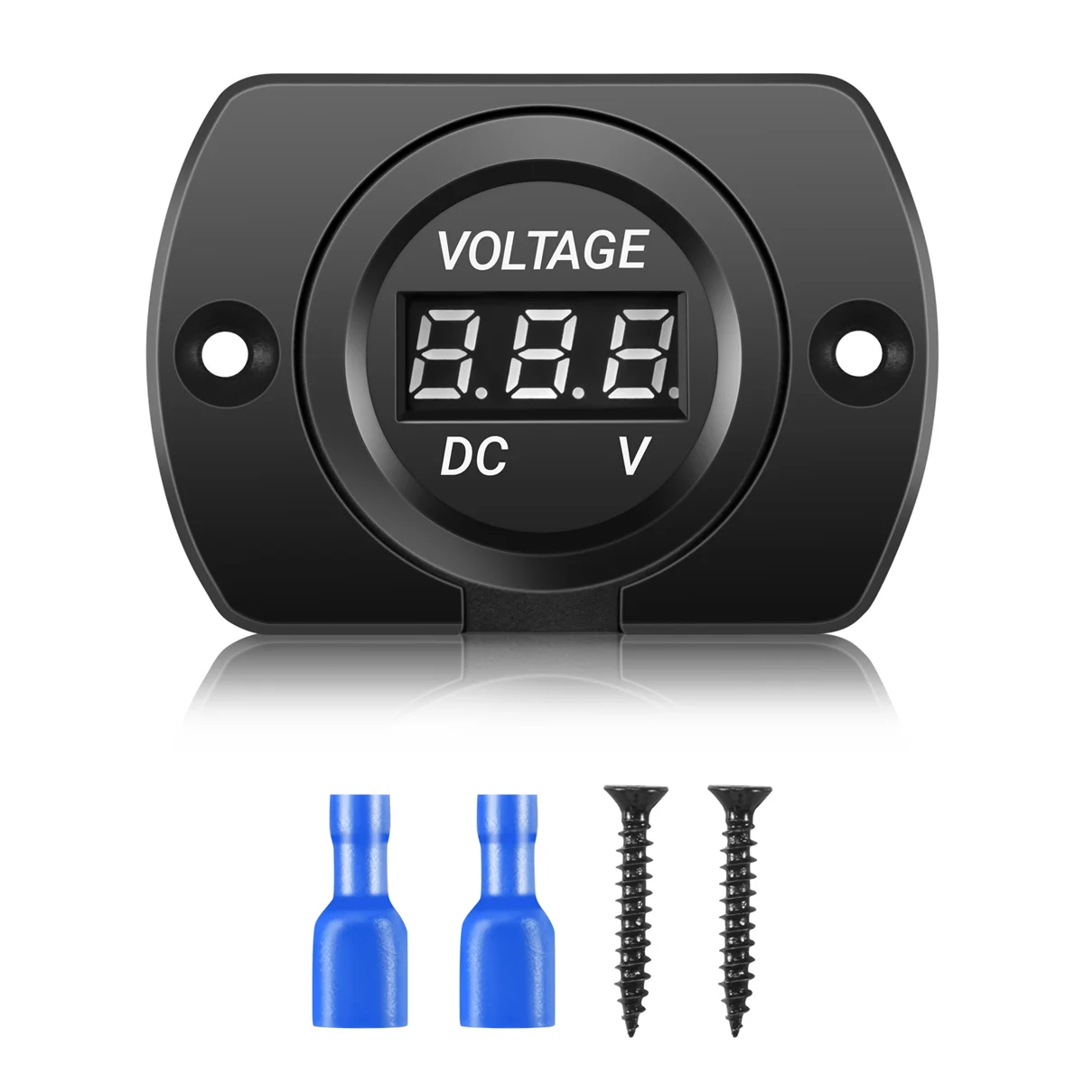Impermeável motocicleta LED Digital Display voltímetro, medidor de tensão, preto, 12V-24V