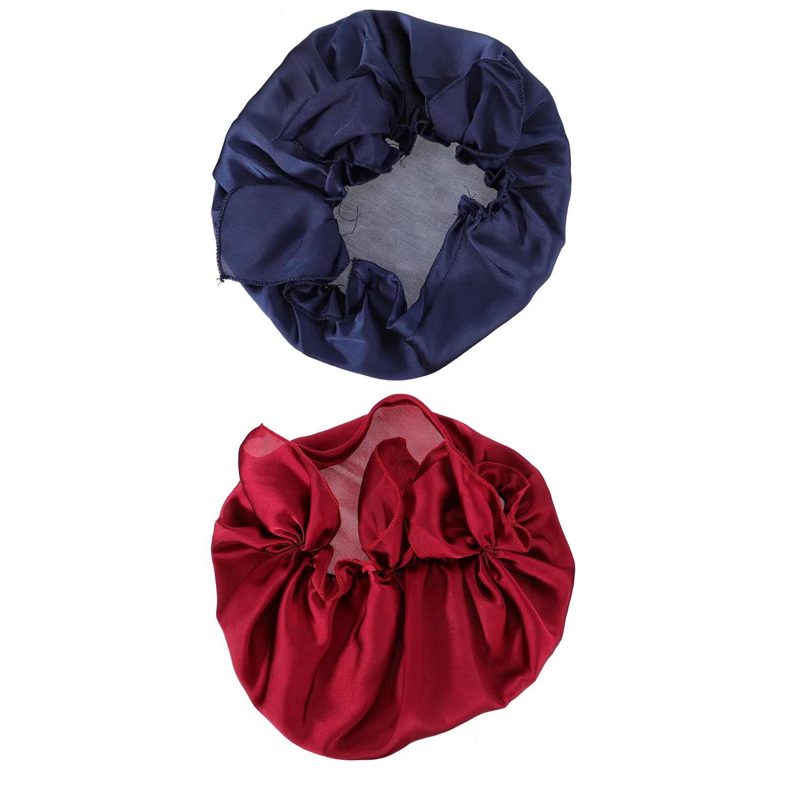

2pcs Silk Satin Night Hat Sleep Soft Breathable Elastic Women Sleeping Bonnet Hair Cover Shower Cap Bathing Cap