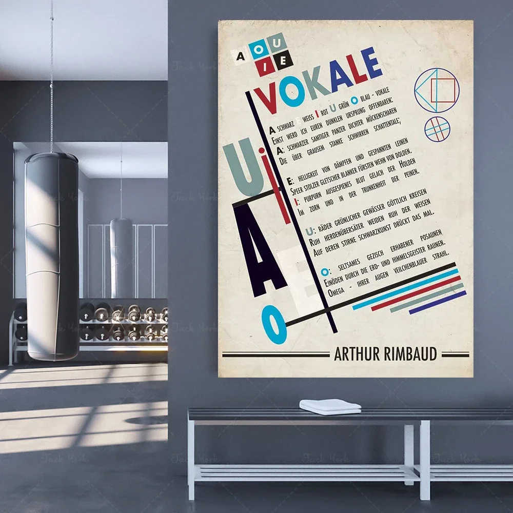 Poster Poem Arthur Rimbaud Vowels - Poster Typography French Poetry Modern Illustration Bauhaus Design Wall Art