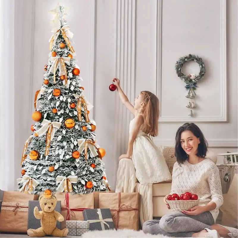 Foldable Christmas Tree Artificial Pencil Pop-Up Tree Decorations Pre Decorated Artificial Christmas Tree for Home Dorm