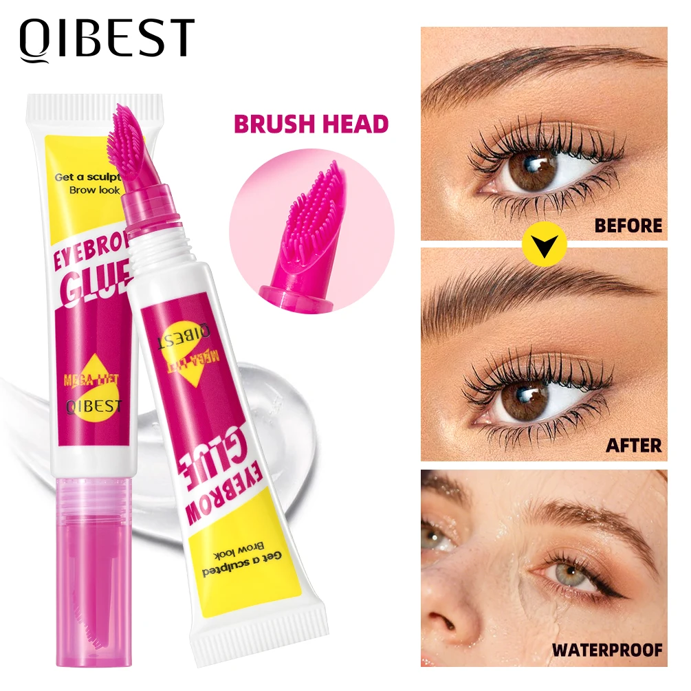 QIBEST New Design Comb-shaped Brush Head Transparent Eyebrow Styling Gel Lasting Fixing Clear Eyebrow Styling Cream Cosmetics