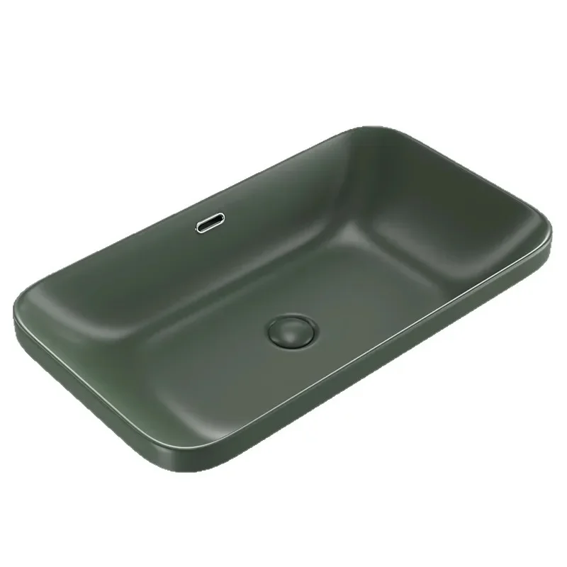 Dark green matte Taichung basin washbasin square Nordic ceramic color basin bathroom gray washbasin