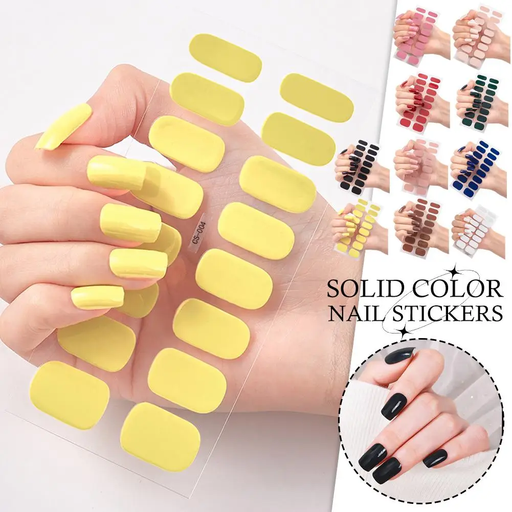 

1pcs New Semi-cured Gel Nail Stickers Solid Color Nail Semi-baked Tips Full UV Nail Need Decals Paste Lamp for women J4V0