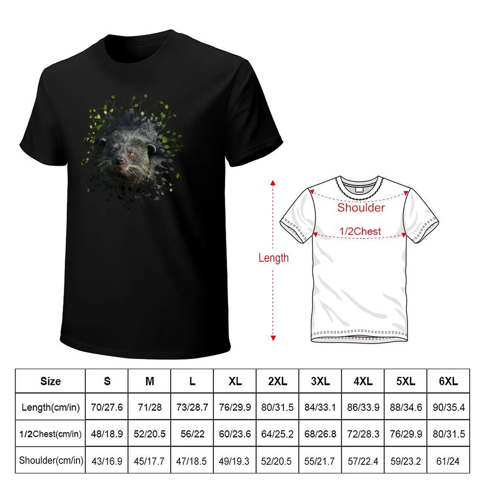 Binturong Looking Through The Leaves T-Shirt plus size clothes rapper graphic tees t shirts for men graphic