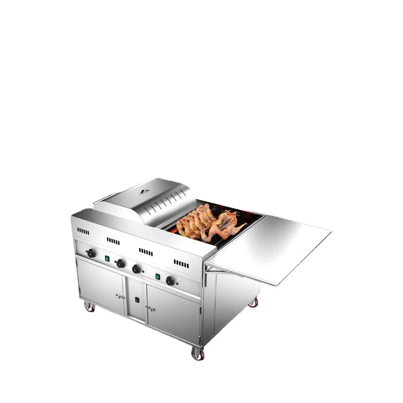 

Commercial smokeless electric heating automatic rotary rock and roll chicken and duck grill