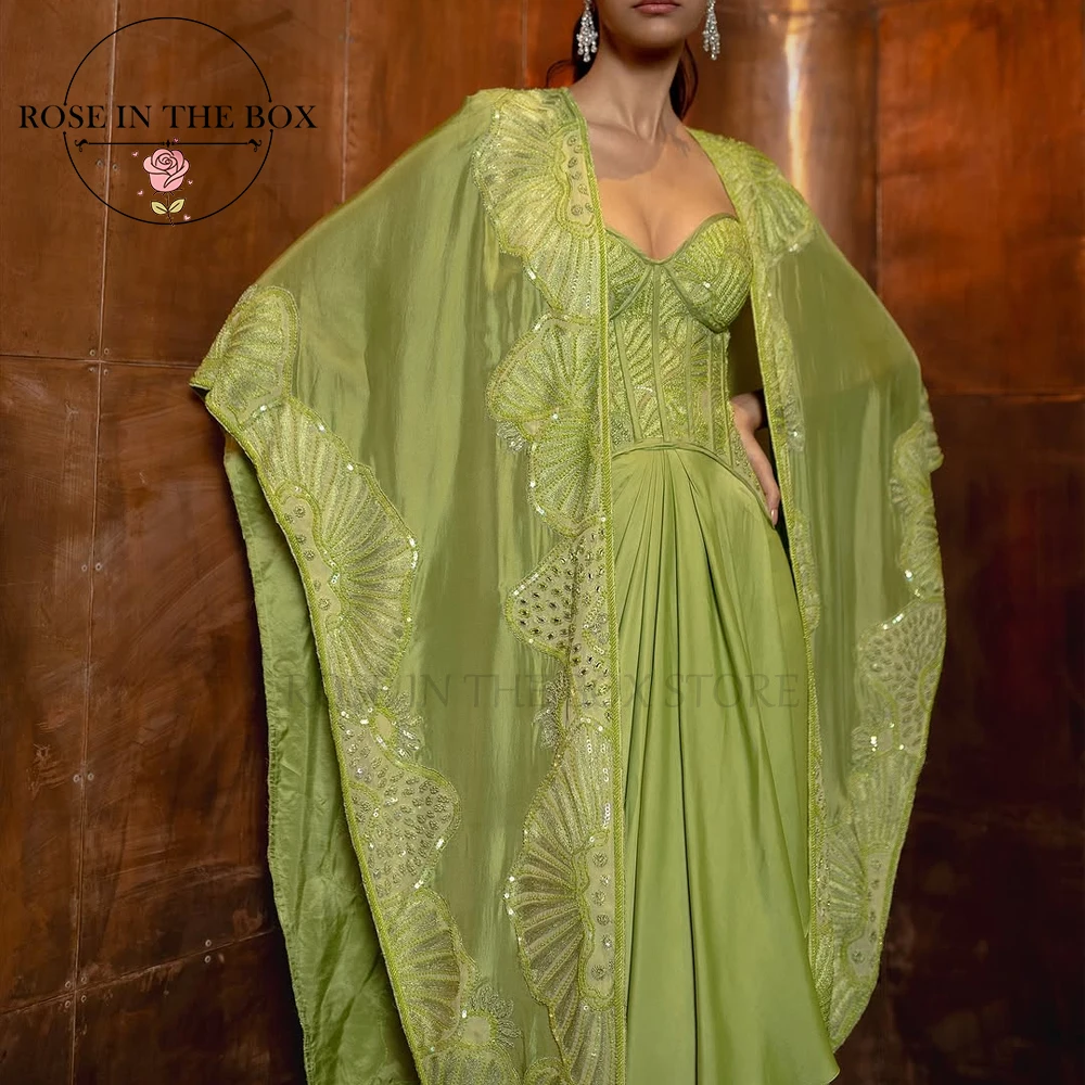 ROSEINTHEBOX personnalisé vert Lime Couture robe avec Capelet Corset robes de soirée chérie dentelle robes de soirée élégantes
