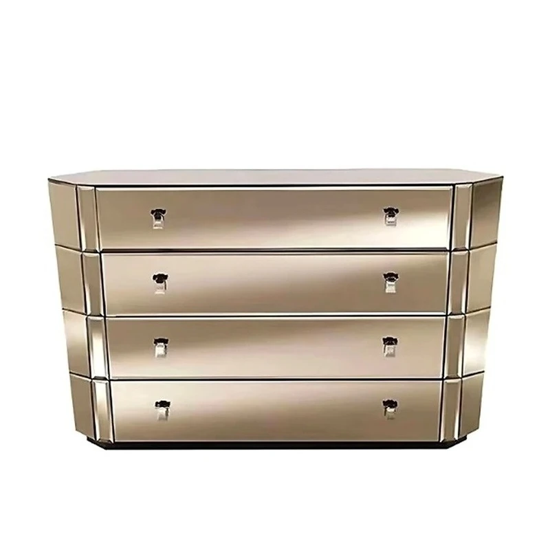 

Легкий роскошный зеркальный шкаф с четырьмя грудями, роскошный прикроватный шкафчик для задней спальни