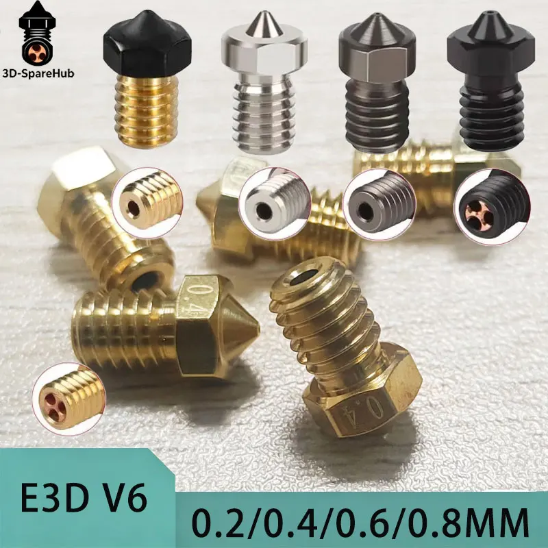 CHT Hochdurchsatzdüse E3D V6 Hotend Düse aus Messing, gehärtetem Stahl und Titanlegierung 0,2-1,2 mm für 1,75 mm Filament Ender3 CR10 Druck