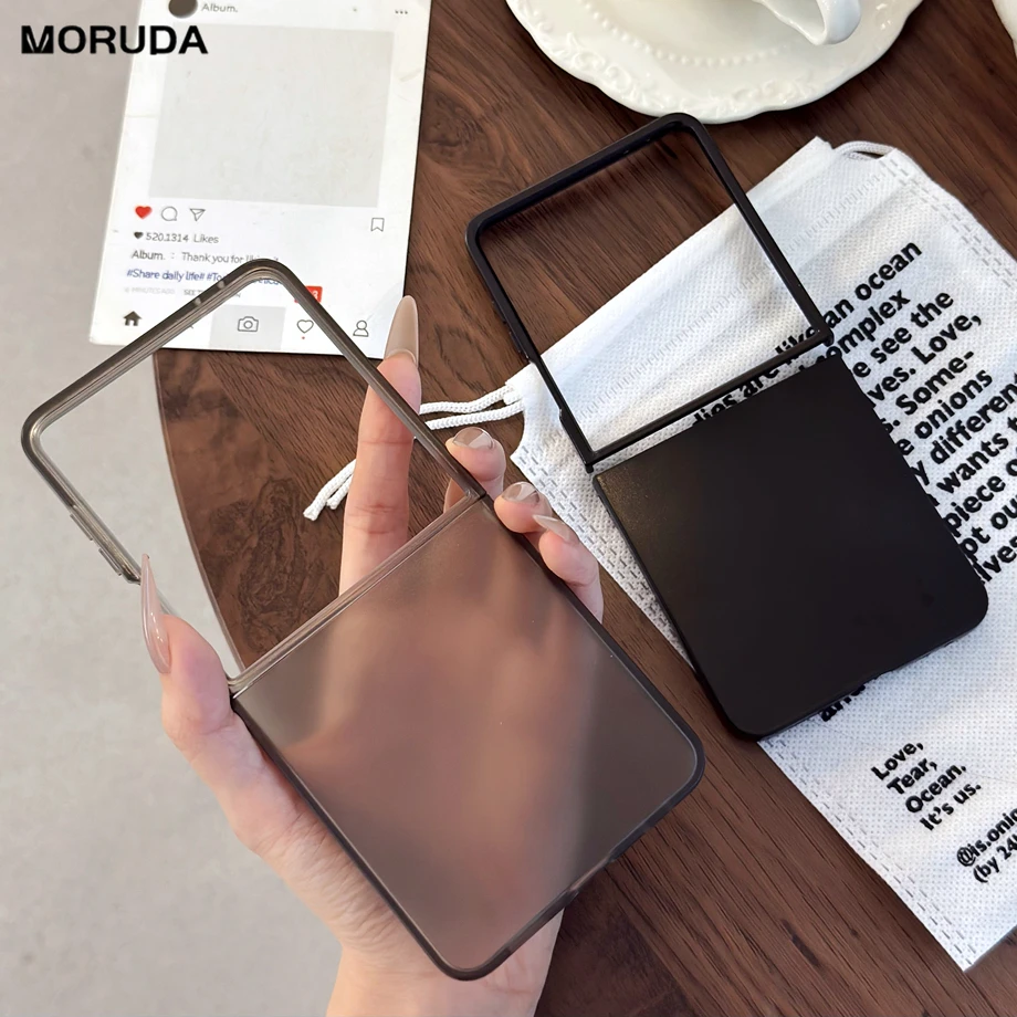 Modische, durchscheinende, matte, ultradünne Hülle für Samsung Galaxy Z Flip 7, 6, 5, 4, 3, Flip7, Flip6, stoßfest, hart, PC, transparent, schlanke Abdeckung