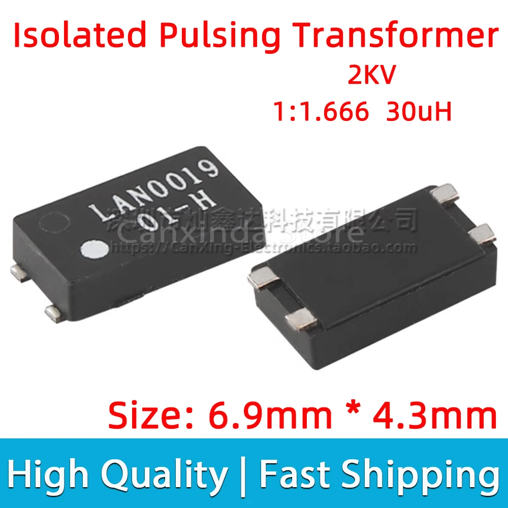 

10pcs SMD SMT 2KV High Voltage Isolated Pulsing Signal Transformer Turns Ratio 1:1.666 30uH LAN0019-01