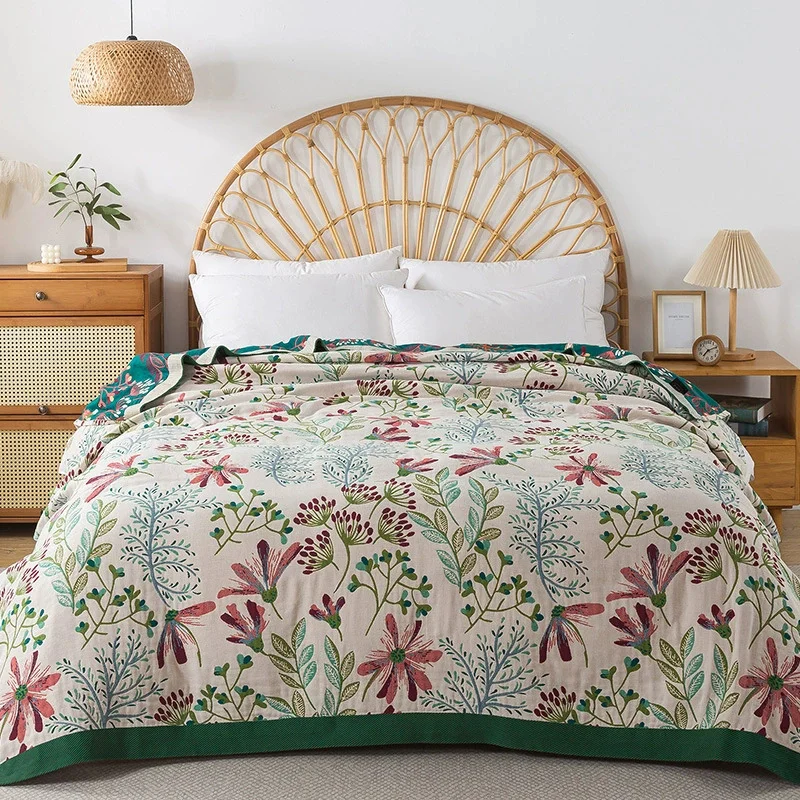 Pure Cotton Gauze Towel Blanket Throw Decoration Sofa Bed Cover Cooling Nap Summer Quilt Coverlet Bedspread on The Bed 200*230cm