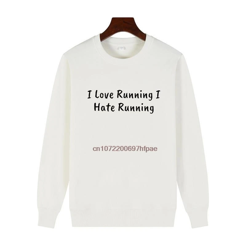 Camisola com estampa "I Hate Running" para corredores de maratona, ideal para treinos de fitness, modelo masculino com gola redonda, feita em fleece, 