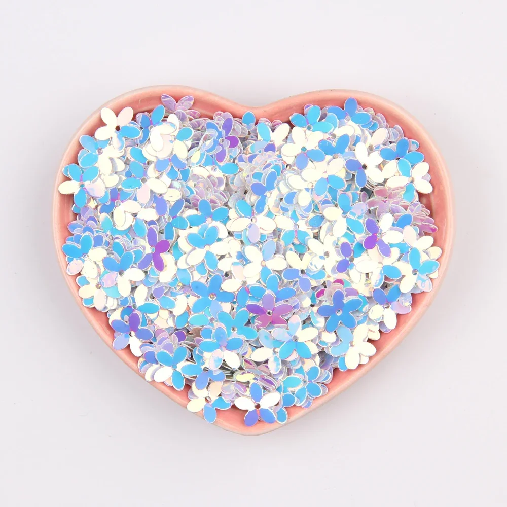 Matte White Transparent Crystal Flower Sequins, 10mm