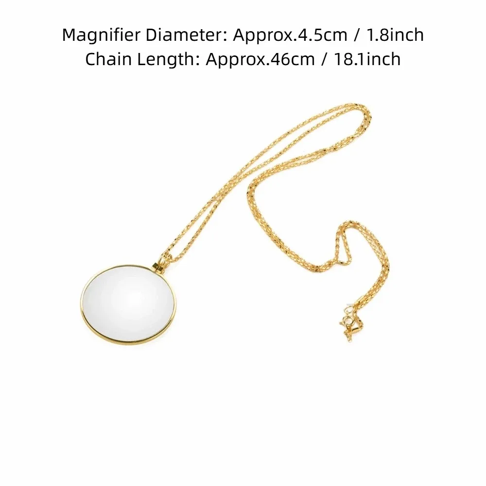 Portable Glass Lens Magnifying Glass Loupe Chain Necklace Optical Magnifier Magnifying Pendant Necklace Library