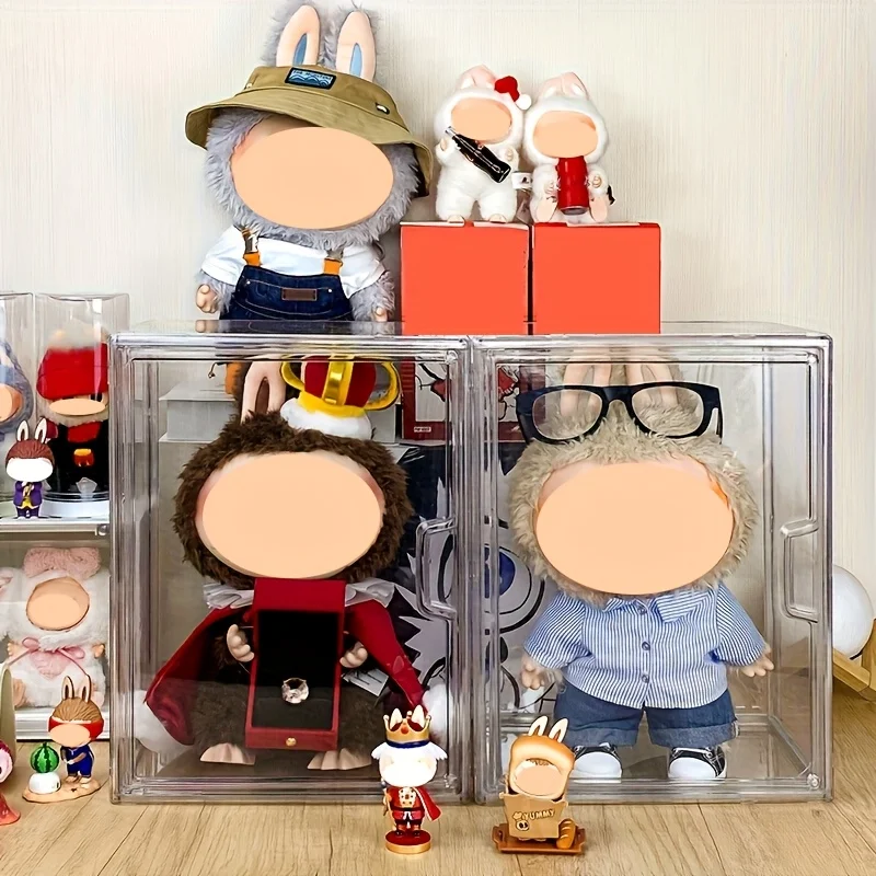 

1/2pc Clear Acrylic Display Case with Lid Dustproof Storage Cabinet for LABUBU Figures Dolls Decorative Collection Display Stand