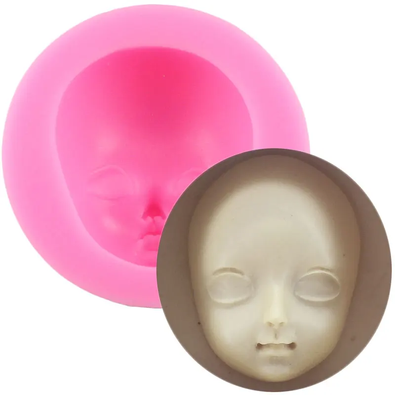 3D Cute Doll Head Face Silicone Mold DIY Party Fondant Molds Sugarcraft Cake Decorating Tools Chocolate Moulds Candy Clay Mould