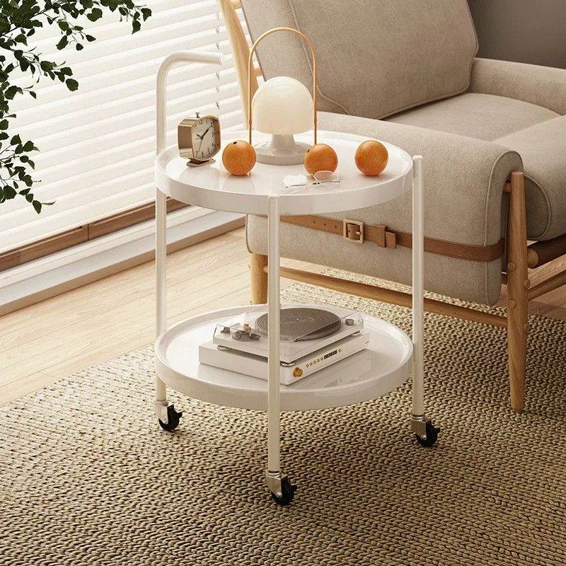 

Cream wind movable coffee table bedroom bedside coffee table sofa shelf balcony small round table new trolley