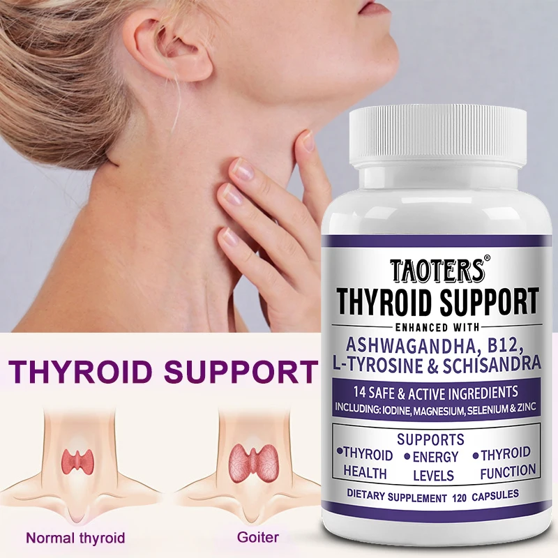 

Thyroid Support with Iodine - 120 Capsules (Non-GMO)Energy & Focus & Boost Metabolism - Thyroid Health Supplement