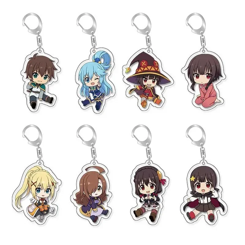 5.5CM Kawaii Satou Kazuma Irregular Key Chains Aqua Megumin Darkness Artistic Aesthetic Fashion Jewelry Adorable Accessories