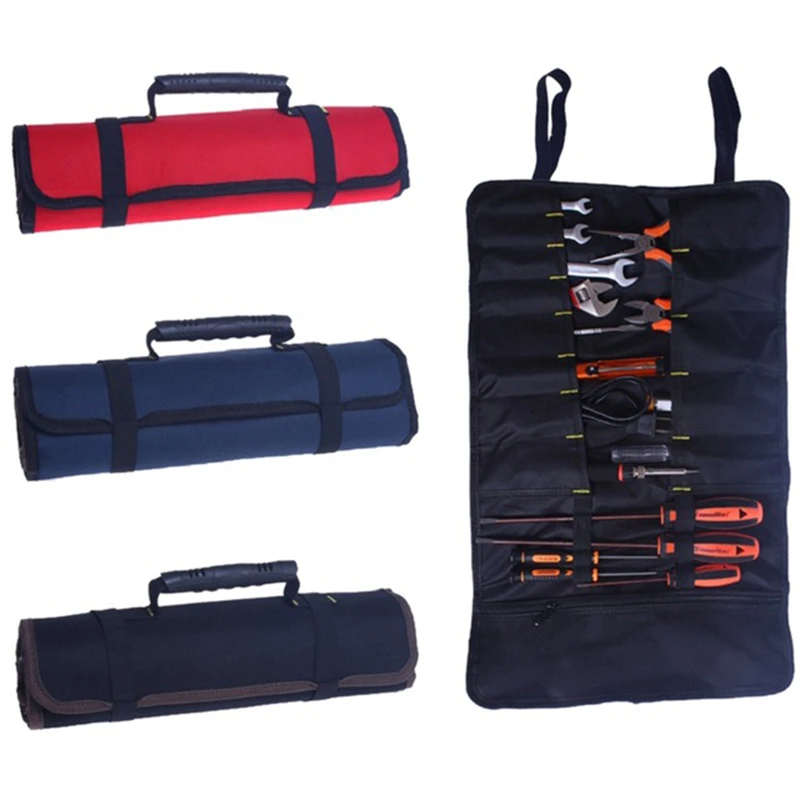 Multifunction Roller Tool Bags Oxford Canvas Practical Handles Bags Chisel Electrician Carrying Toolkit Instrument Package Case