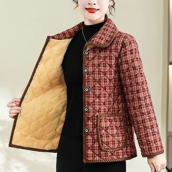 

Утепленная хлопковая куртка для женщин среднего и старшего возраста, свободного кроя, больших размеров, зимняя верхняя одежда, пальто для мам