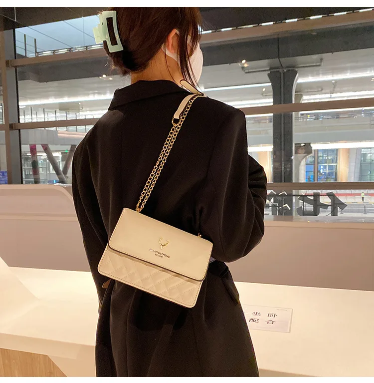 Luxury Bag Women High Quality 2023 Fashion Leather Crossbody Bag Dear Head Design Small Square Shoulder Bag Chain Messenger Bag