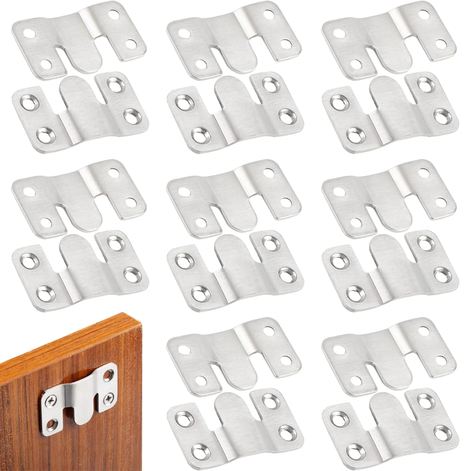 Stainless Steel Interlock Hanging Buckle Heavy Duty Photo Frame Hook Wall Mounted Flush Mount Brackets For Furniture Connector