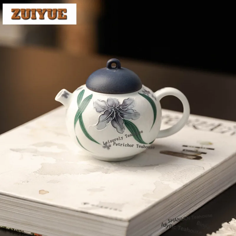 

Чайник для заваривания чая 160 мл, расписанный вручную, с изображением стрекозы и лилии, в антикварном стиле, с отверстием для заварки, коллекционный предмет для чайной церемонии