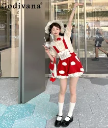 Mushroom Flower Bud Overalls Girl Sweet Cute Red Lolita Overalls Women Spring Autumn Lantern Shorts Student Kawaii Y2k Shorts