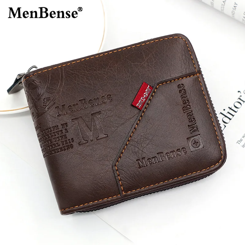 European and American Trend Zipper Men's Wallet Short Coin Bag Large Capacity Multi-card Men's Money Clip