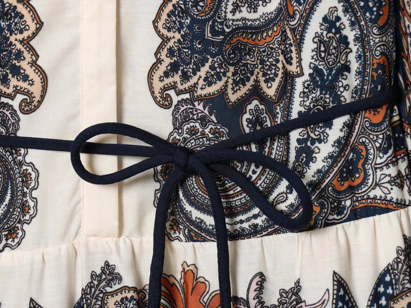 2026 primavera feminino estilo chinês gola alta manga longa impresso em camadas emenda saia larga midi vestido