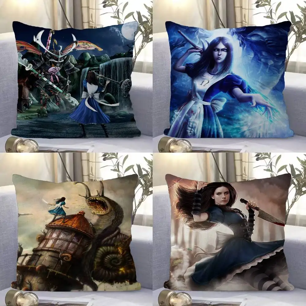 Game A-Alice Madness Returns Pillow Gift Home Office Decoration Bedroom Sofa Car Cushion Cover case 45x45
