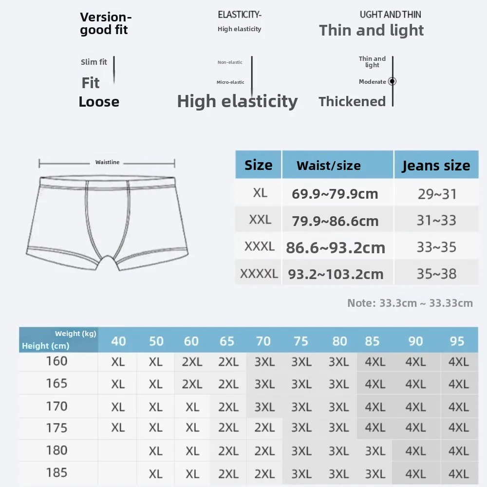Soft English Letter Men's Boxer Briefs Mid Waist Large Size Shorts Underpants 4PCS Lingerie Printed Panties Male