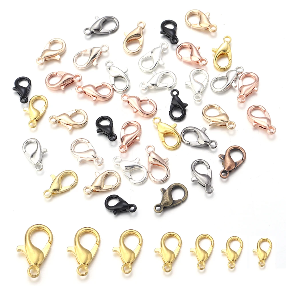 30-50Pcs/Lot Zinc alloy Lobster Clasp Hooks Chain Connectors For DIY Bracelet Necklace Jewelry Making Supplies Accessories