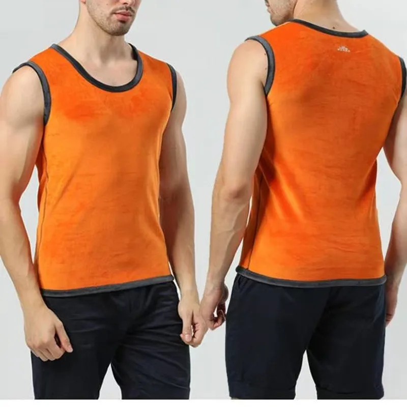 Men's Thermal Double-sided Fleece Thickened Vest Autumn Winter Warm Elasticity Base Layer Shirt Close-fitting Inner Wear Big 6XL