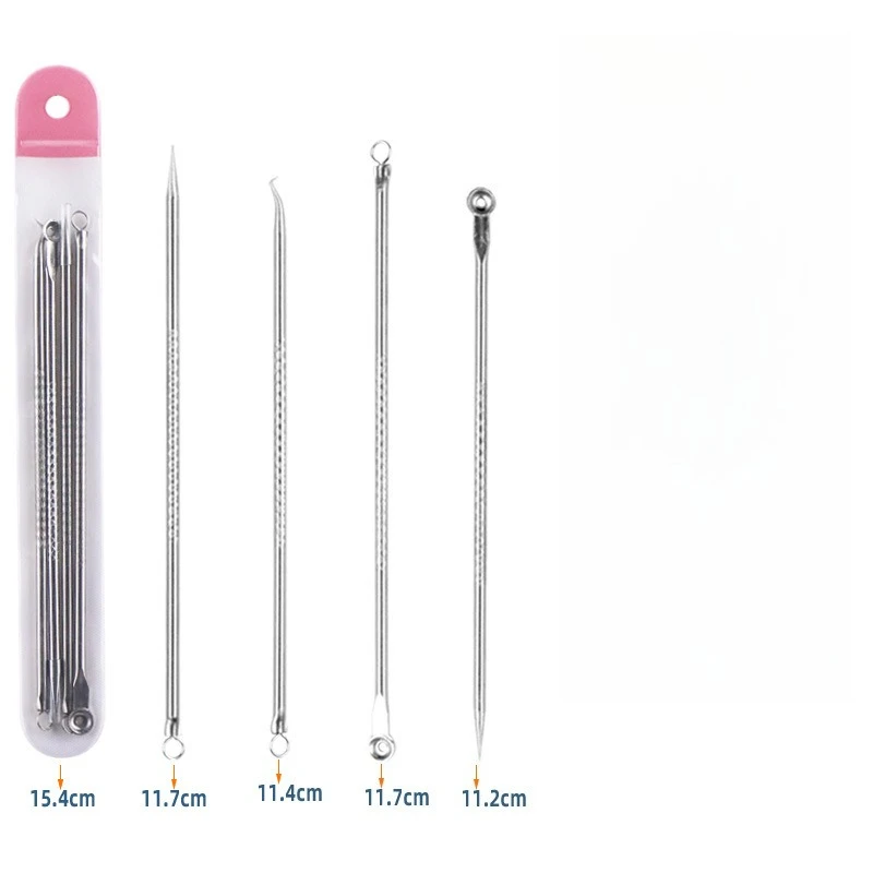 Ensemble d'aiguilles d'acné en acier inoxydable, pour presser les particules de graisse, points noirs, outils de soins de la peau, 4 pièces