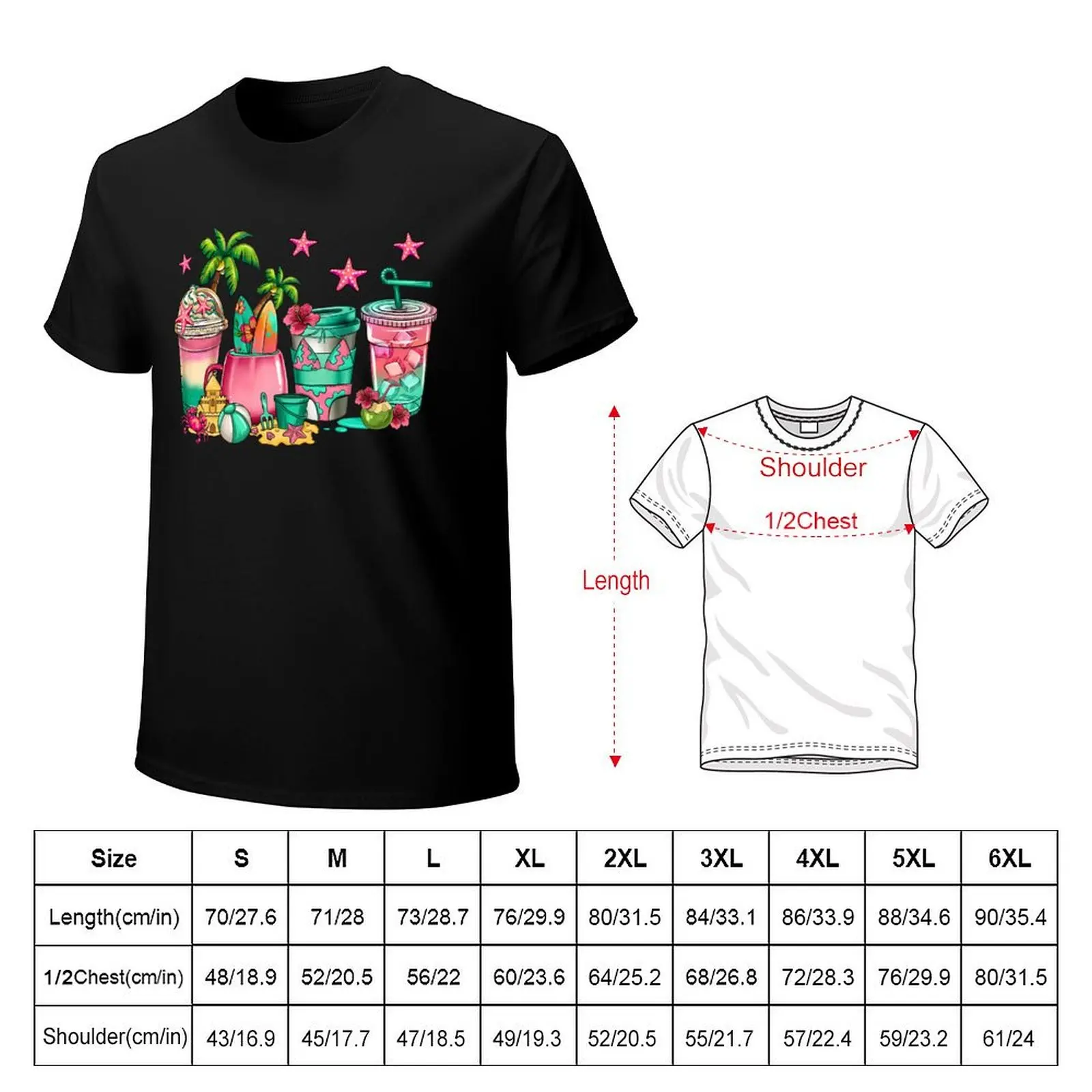 Summer vibes vacation coffee cups beach holiday T-Shirt anime clothes sports fans sweat shirts, men