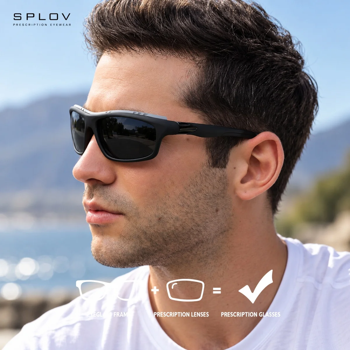 SPLOV Sport Polarized Prescription Sunglasses Full-Rim Wind-Resistant Cycling Glasses with Multiple Color Tinted Lens Options