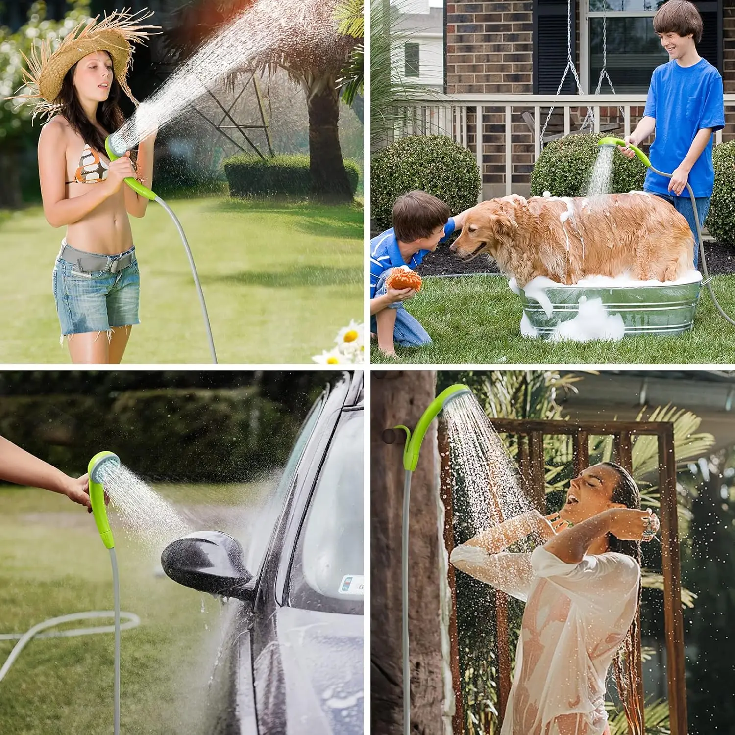 Pompe de douche de camping rechargeable portable avec batterie USB, idéale pour les voyages et la randonnée en plein air