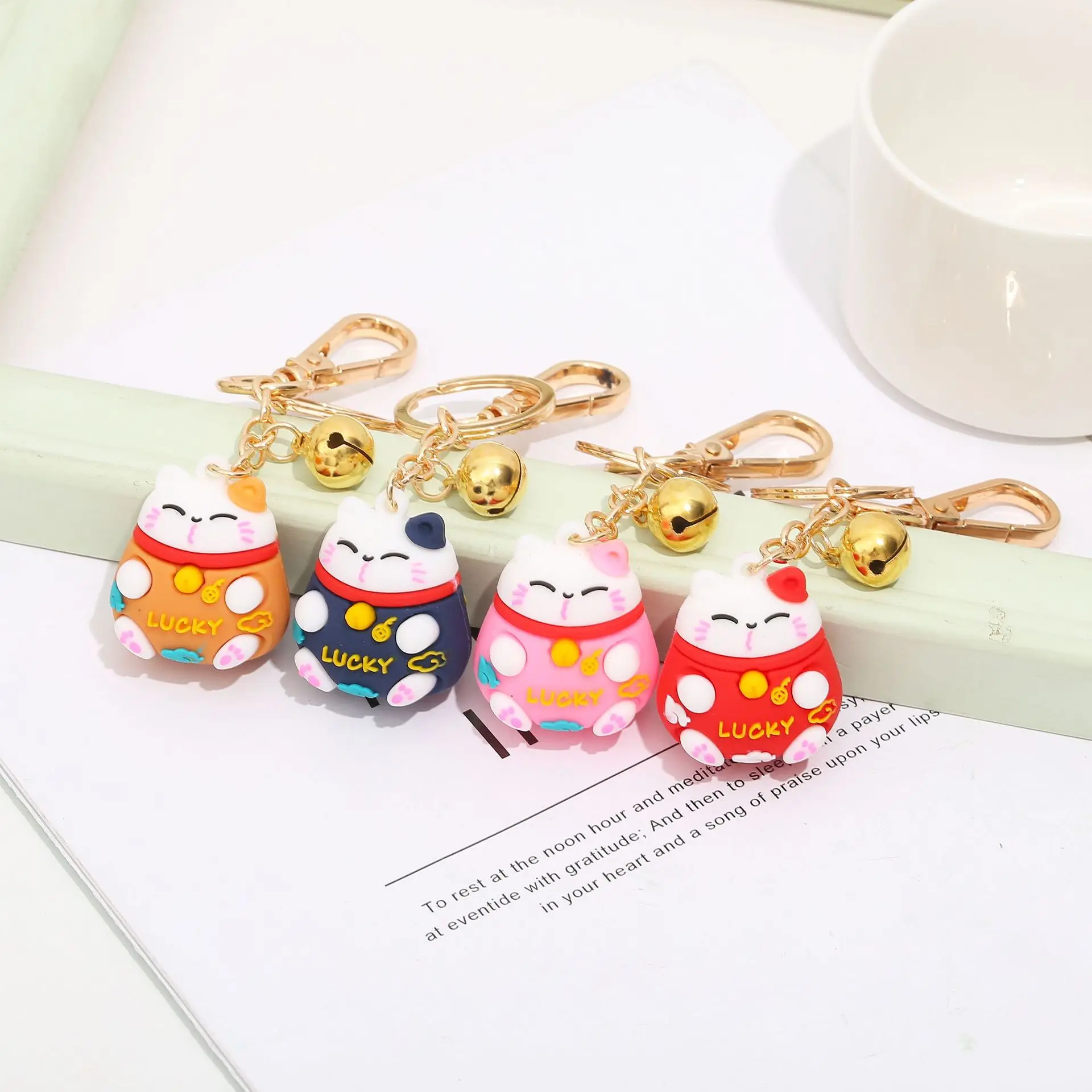 Lucky Cat Chaveiro para Mulheres, Luck Cat Pingente, Chubby Kitten, Lucky Jewelry for Girls, Festa, Pingente Bonito