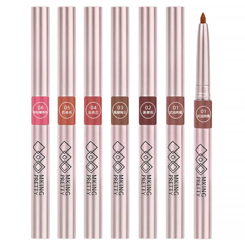 1/2 Stuks Lipliner Verbeteren Lip Vorm Langdurige Matte Afwerking Gemakkelijk Te Kleuren Lippenstift Vervanger High Color Lip Liner Romig