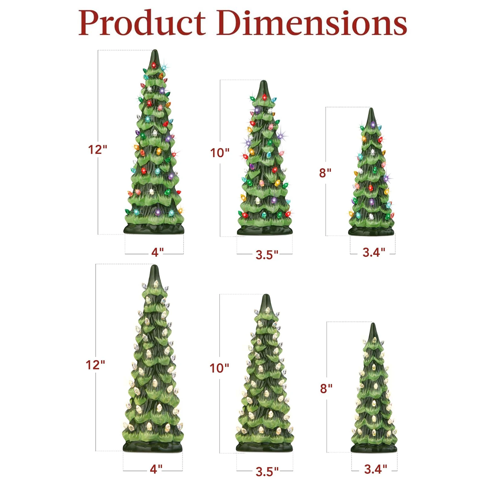 أشجار عيد الميلاد الرجعية المرسومة يدويًا على سطح الطاولة مع أضواء شجرة عيد الميلاد الراتنج المرسومة يدويًا لتزيين سطح المكتب والمكتب المنزلي