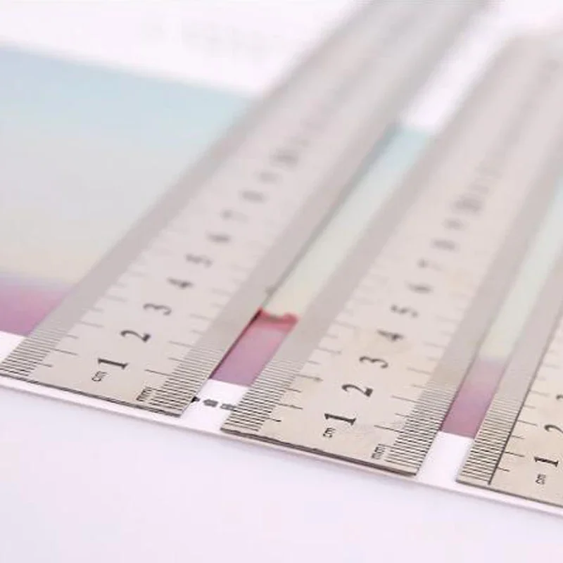 1PCS High Quality Stainless Steel Ruler 15cm20cm30cm Double  Sided Scale Standard Ruler Learning Office Supplies